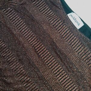 Peck & Peck Metallic Bronze Striped Knit Top Blouse Size L‎